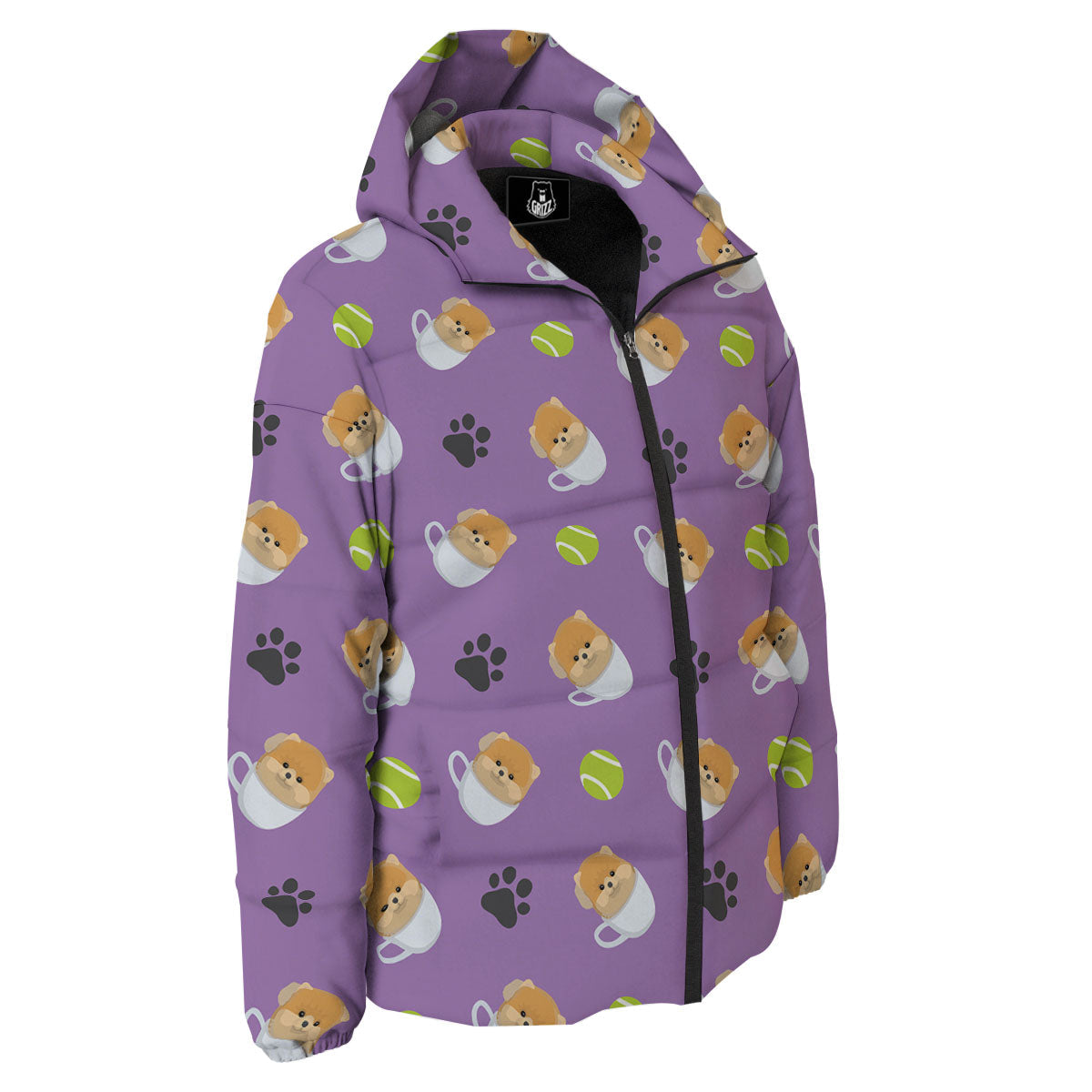 Tea Cup Pomeranian Print Pattern Down Jacket-grizzshop