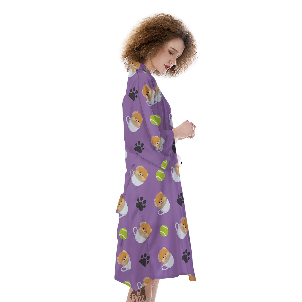 Tea Cup Pomeranian Print Pattern Kimono-grizzshop