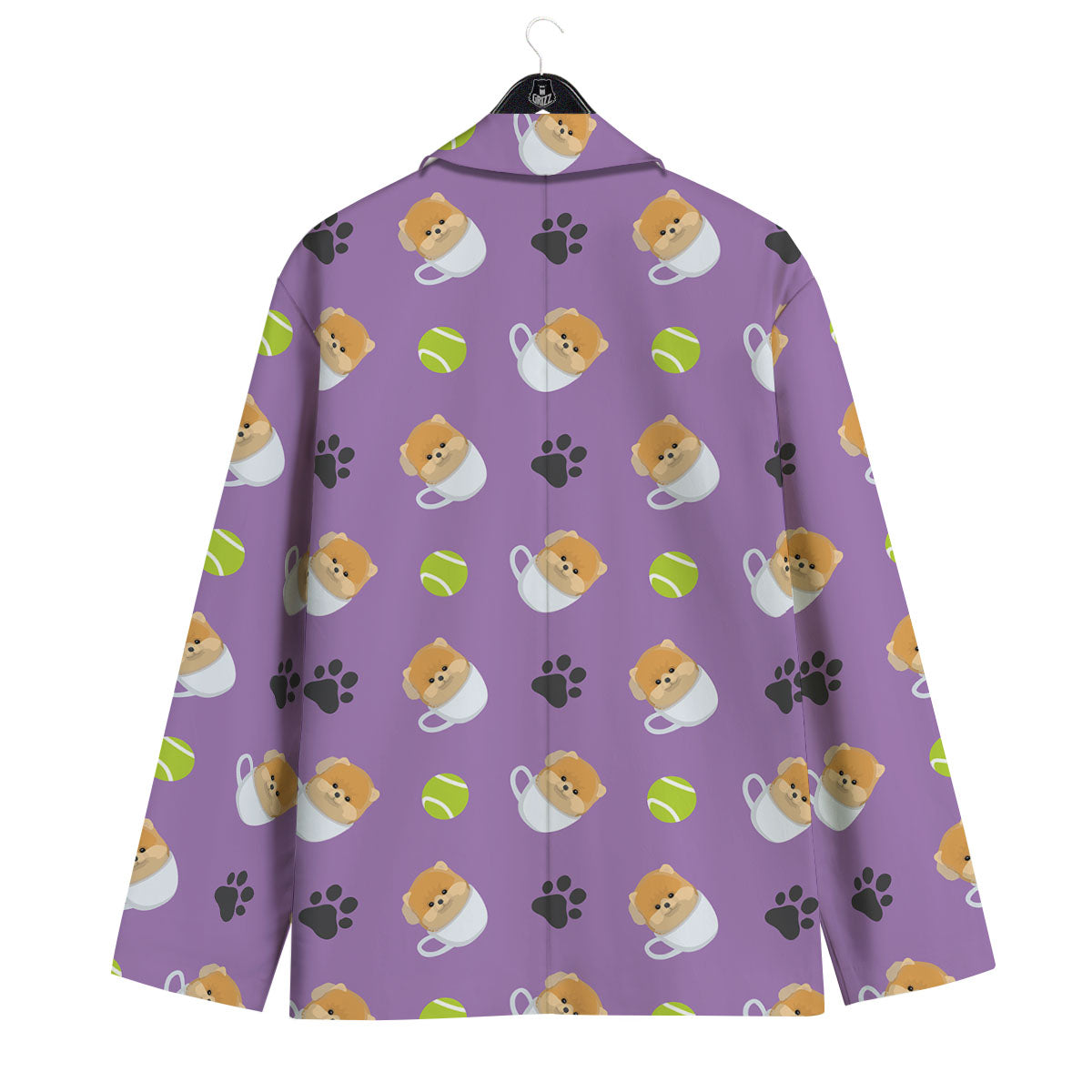 Tea Cup Pomeranian Print Pattern Men's Sport Coat-grizzshop