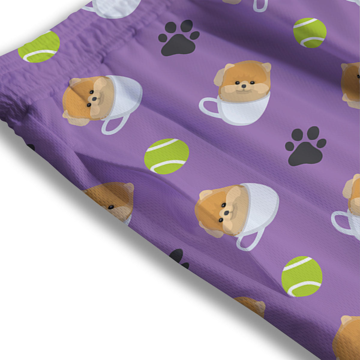 Tea Cup Pomeranian Print Pattern Mesh Shorts
