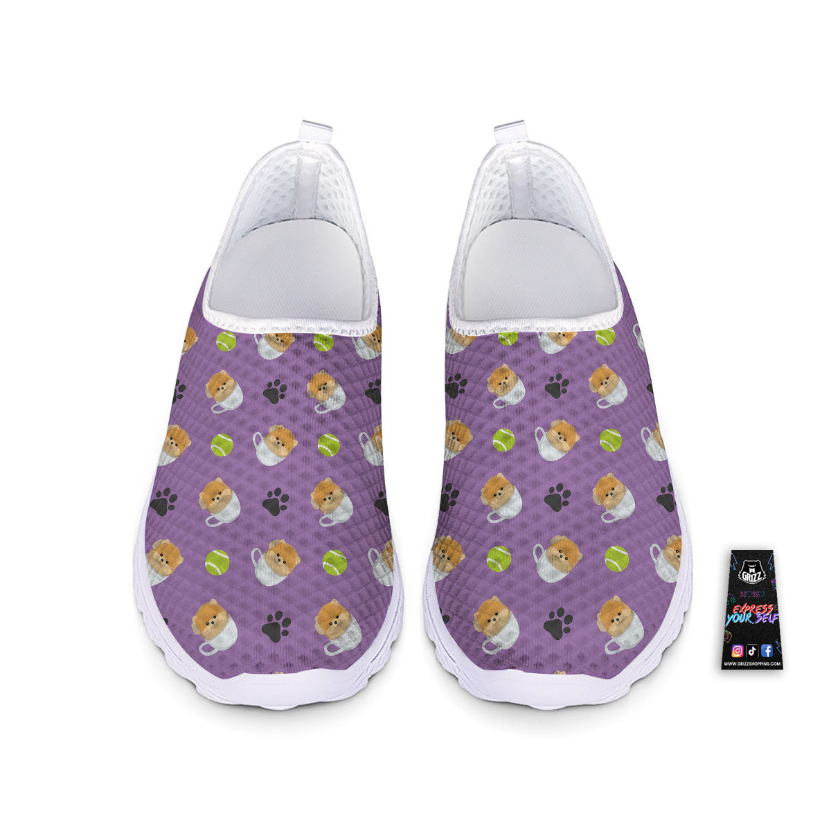 Tea Cup Pomeranian Print Pattern Nurse Shoes-grizzshop