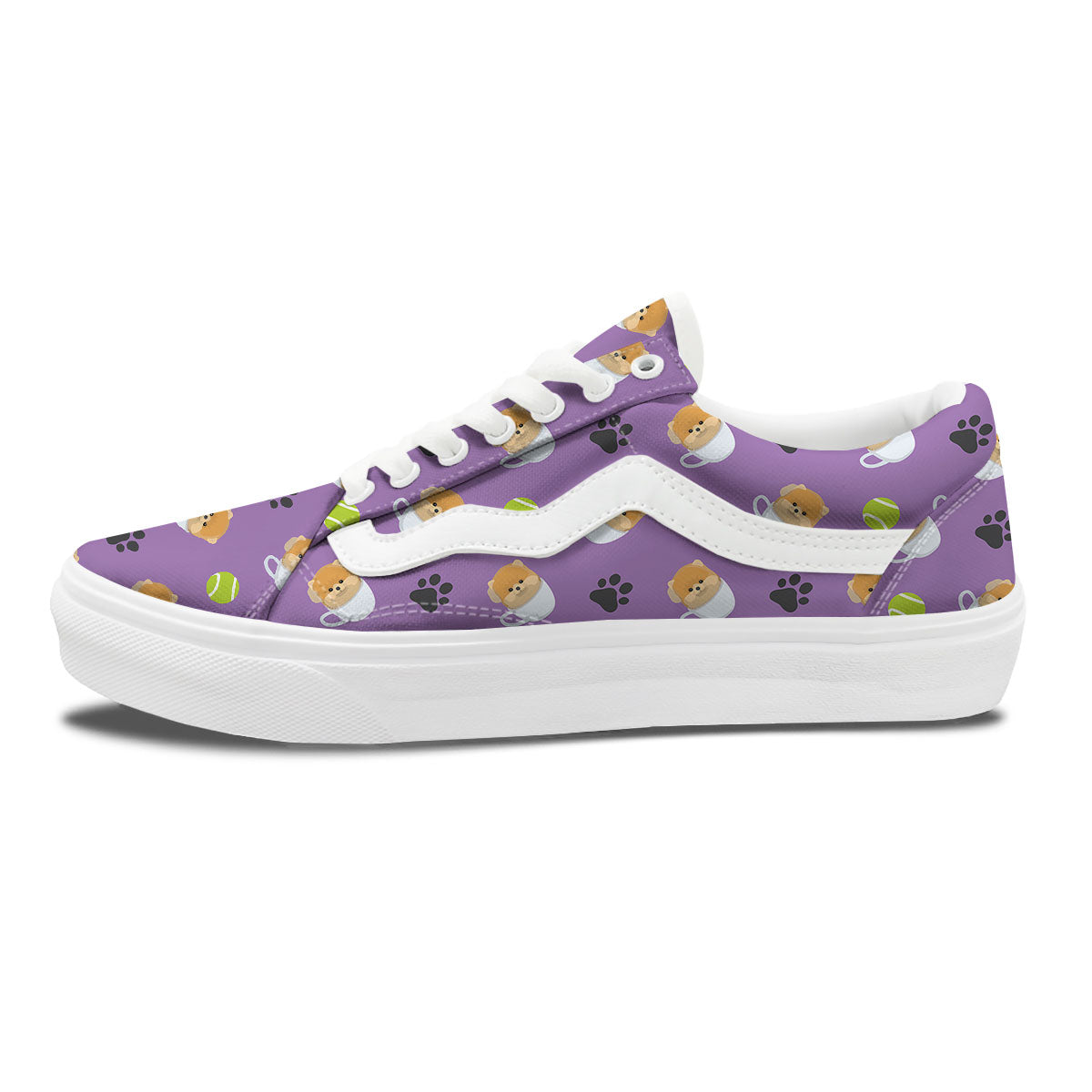 Tea Cup Pomeranian Print Pattern Skate Shoes-grizzshop