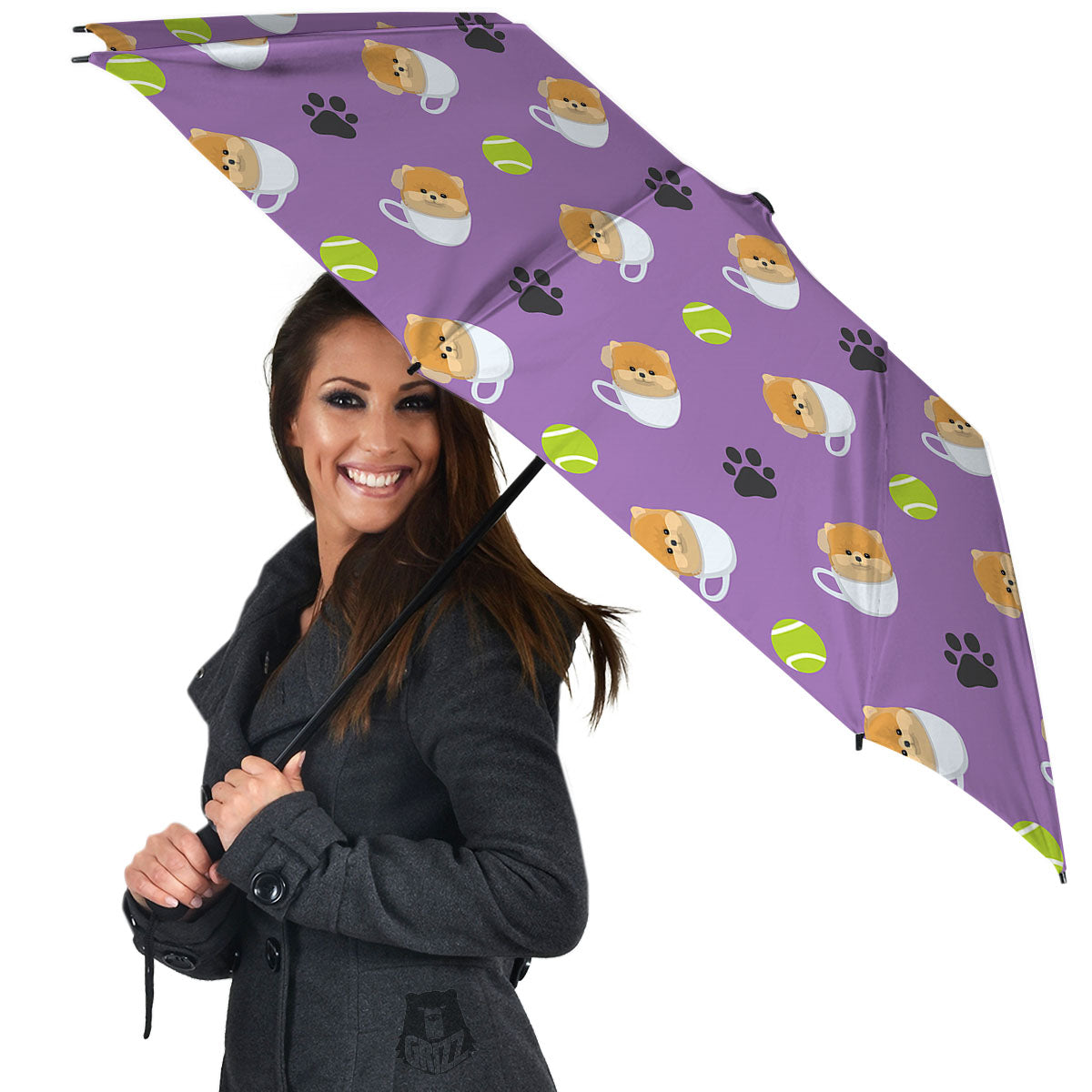 Tea Cup Pomeranian Print Pattern Umbrella-grizzshop