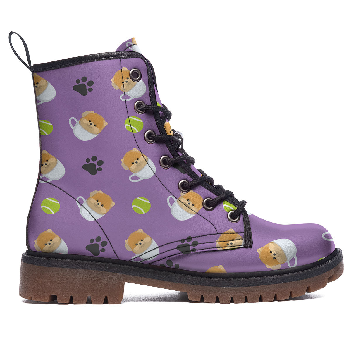 Tea Cup Pomeranian Print Pattern Work Boots-grizzshop