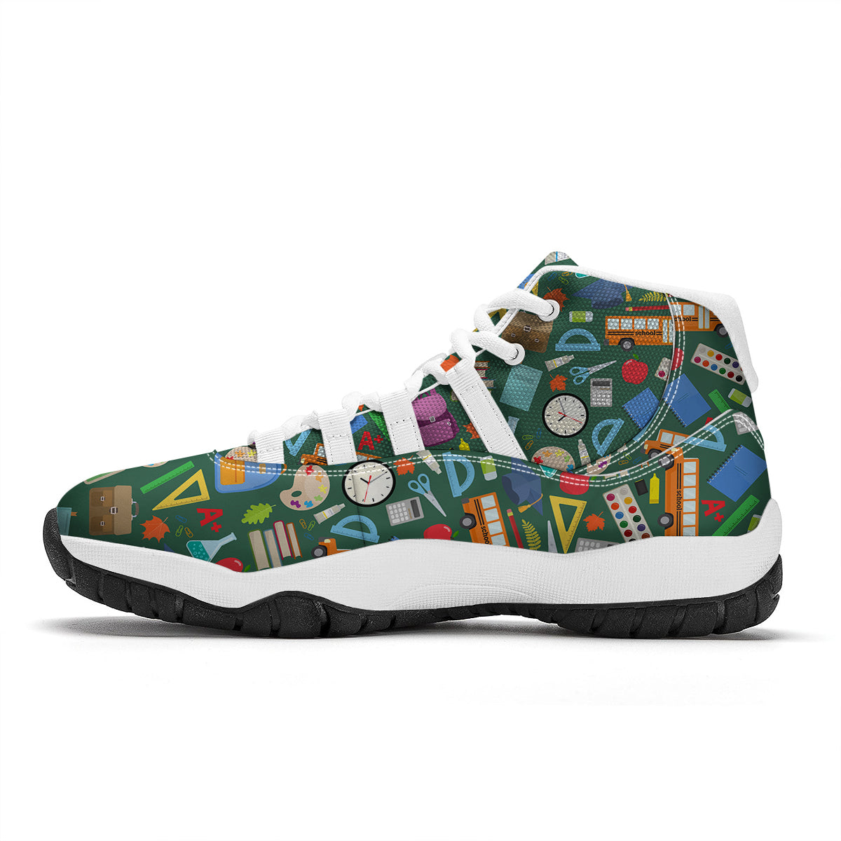 Teacher Print Pattern White Bball Shoes-grizzshop