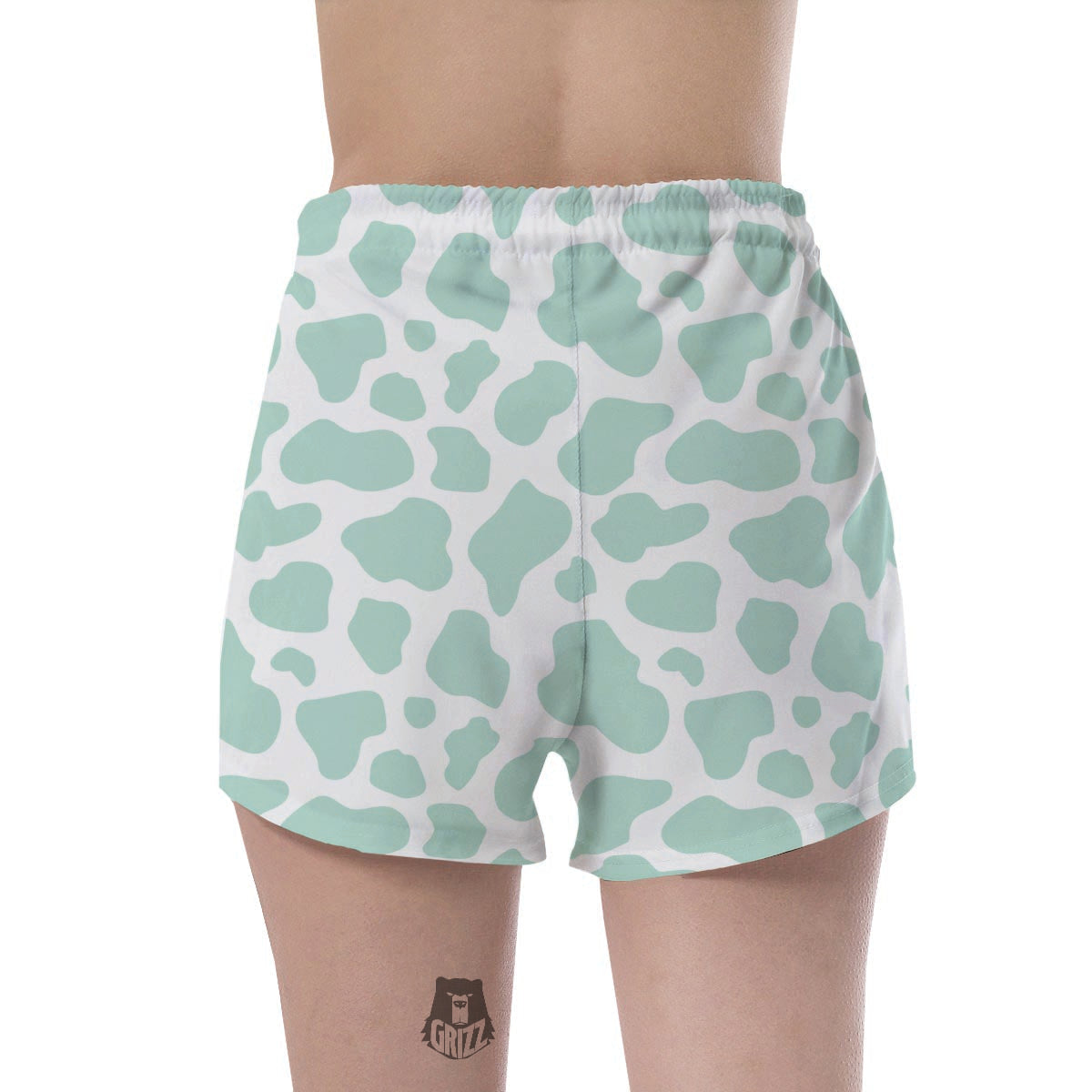 Teal And White Cow Print Women's Shorts-grizzshop