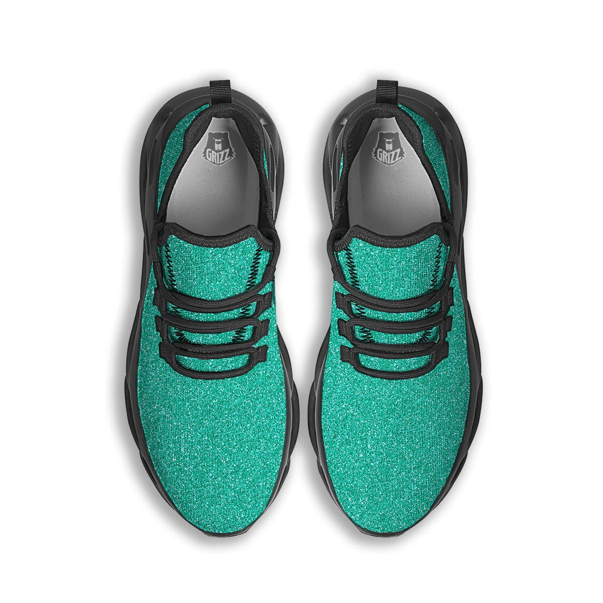 Teal Glitter Artwork Print Black Running Shoes-grizzshop