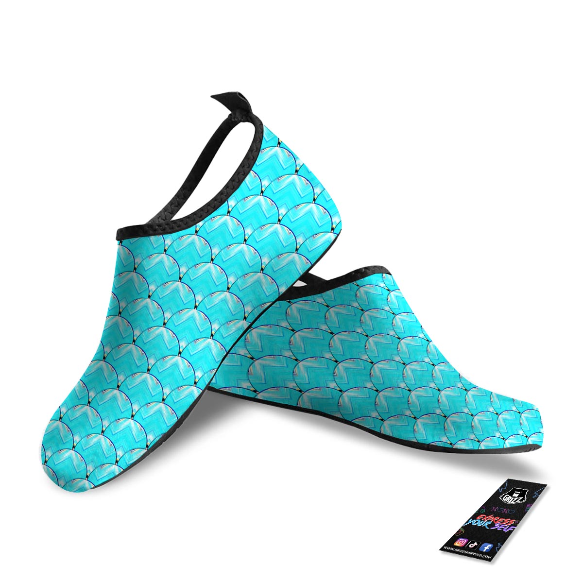 Teal Marble Print Pattern Water Shoes-grizzshop