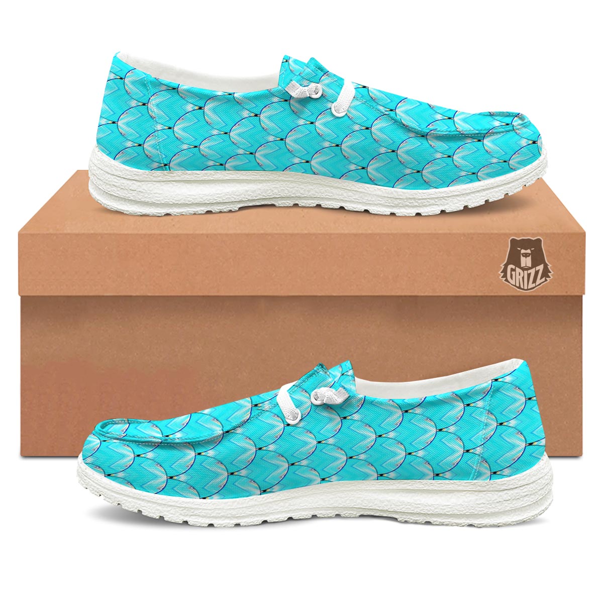 Teal Marble Print Pattern White Loafers-grizzshop