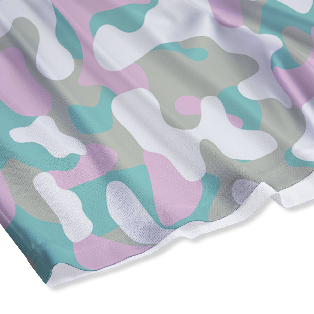 Teal Pastel And Purple Camouflage Print Mesh Shorts