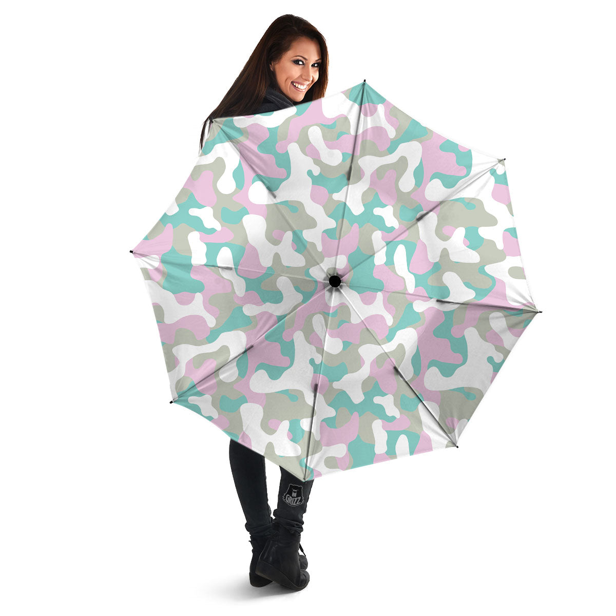 Teal Pastel And Purple Camouflage Print Umbrella-grizzshop