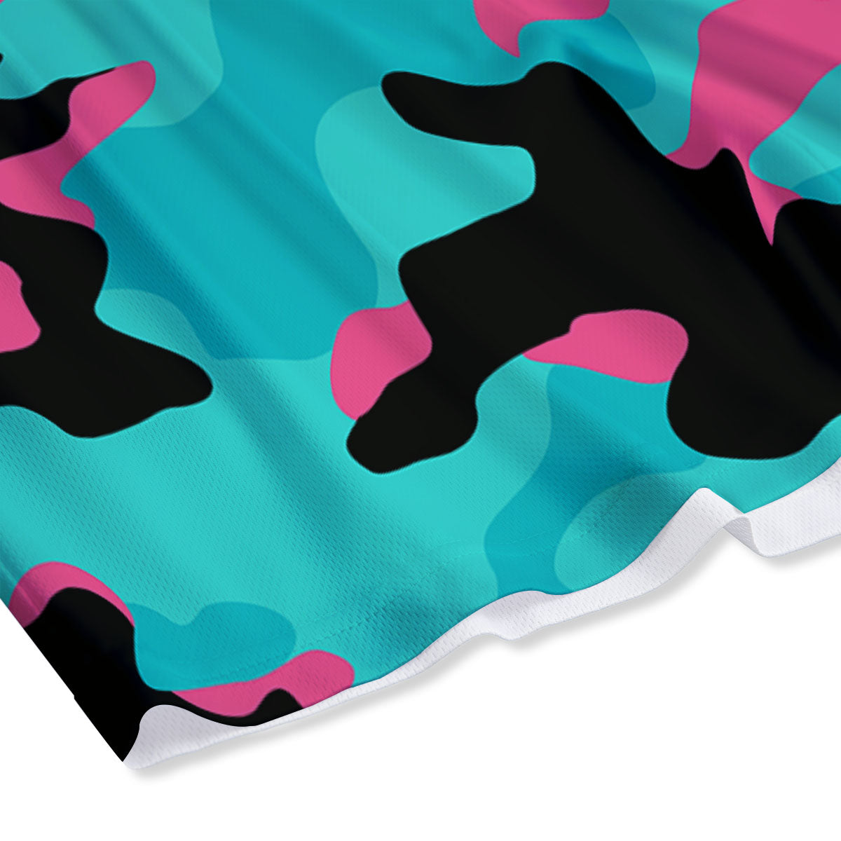 Teal Pink And Black Camouflage Print Mesh Shorts