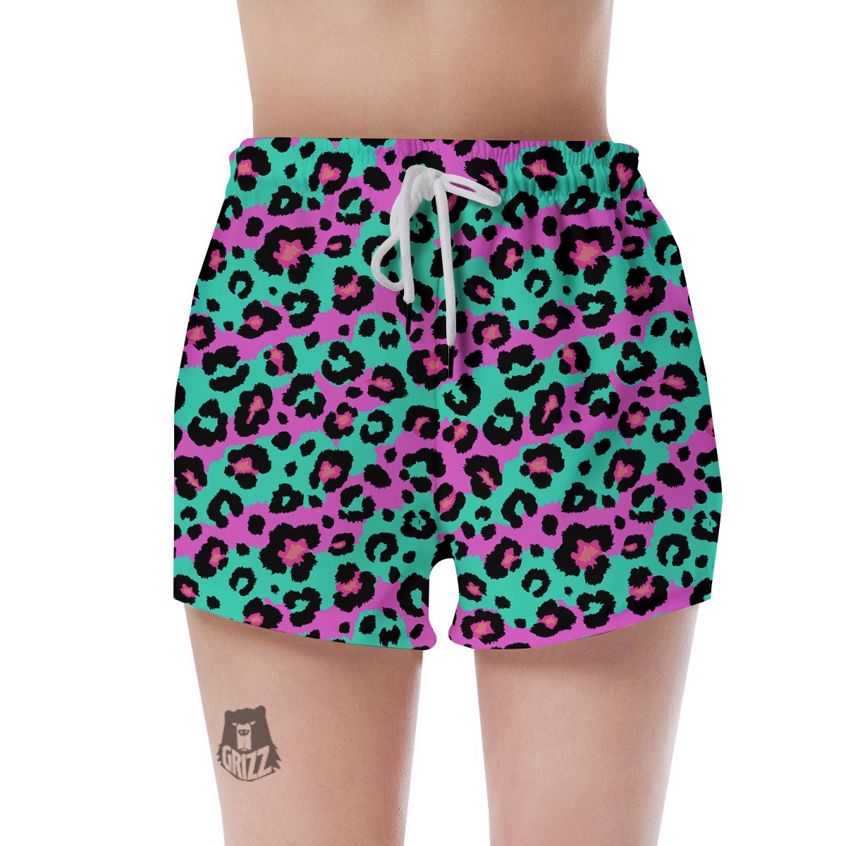 Teal Pink Leopard Women's Shorts-grizzshop