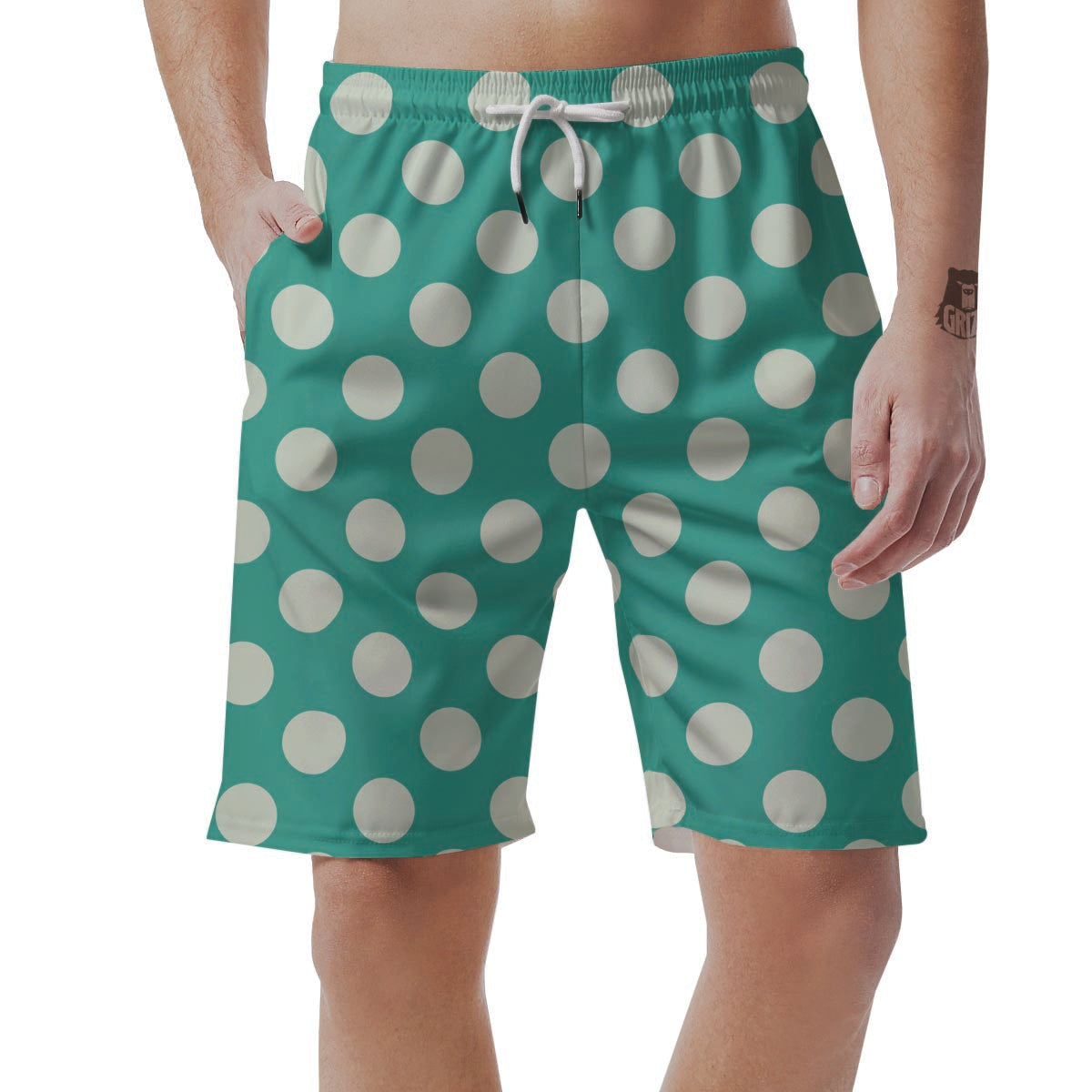 Teal Polka Dot Men's Shorts-grizzshop