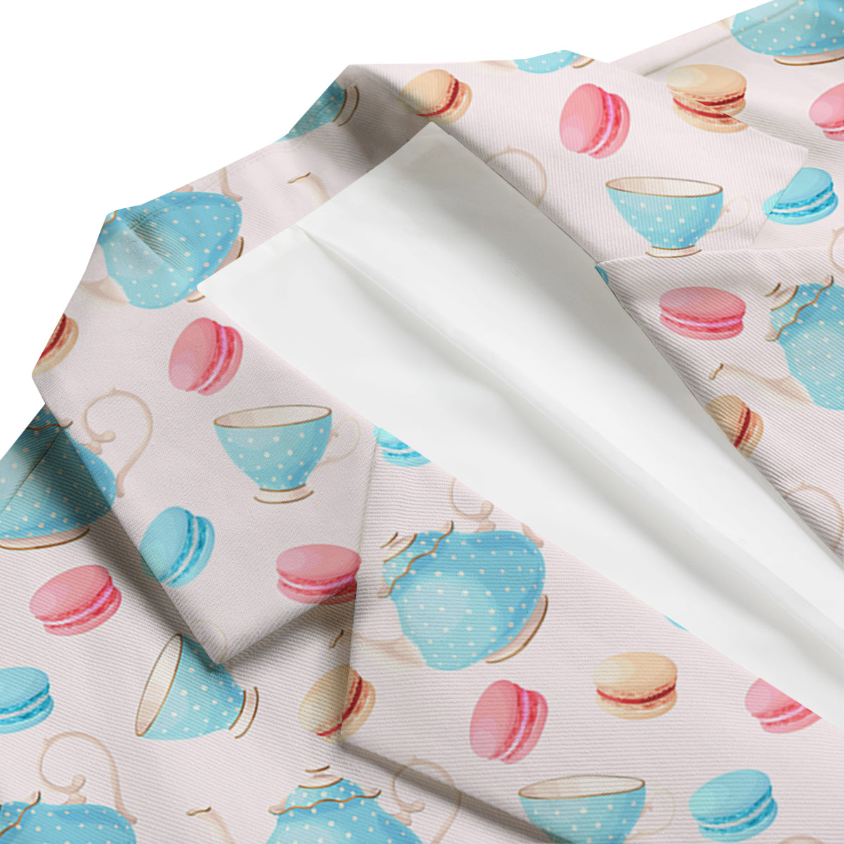 Teapot And Macaron Pastel Print Pattern Men's Blazer-grizzshop