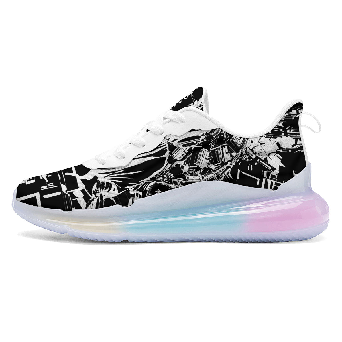 Technical Buddha Black And White Print Running Sneakers-grizzshop
