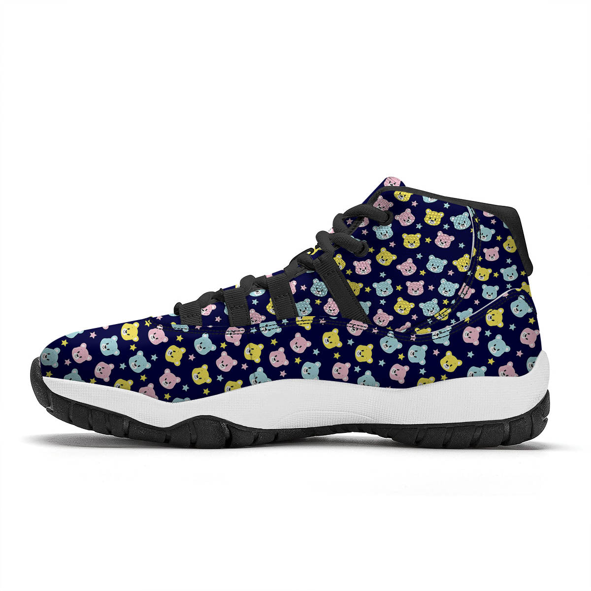 Teddy Bear Cartoon Print Pattern Black Bball Shoes-grizzshop