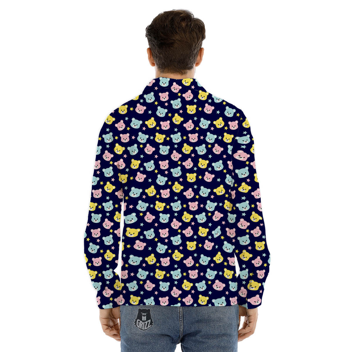 Teddy Bear Cartoon Print Pattern Men's Dress Shirts-grizzshop