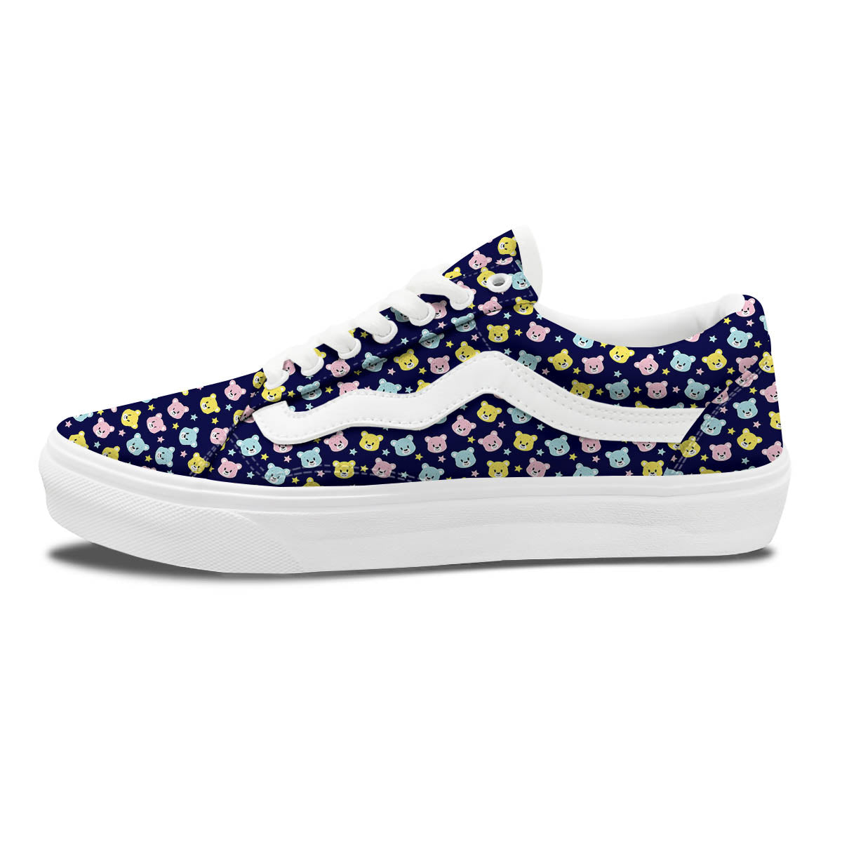 Teddy Bear Cartoon Print Pattern Skate Shoes-grizzshop