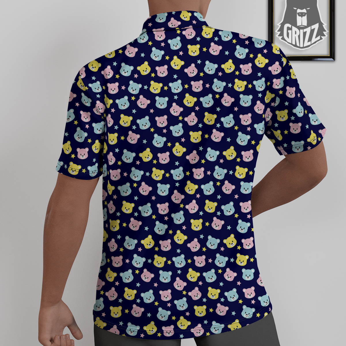 Teddy Bear Cartoon Print Pattern Untucked Shirts-grizzshop