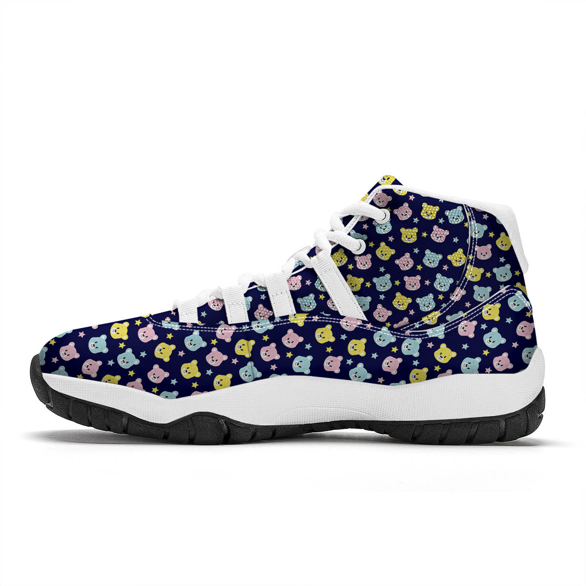 Teddy Bear Cartoon Print Pattern White Bball Shoes-grizzshop