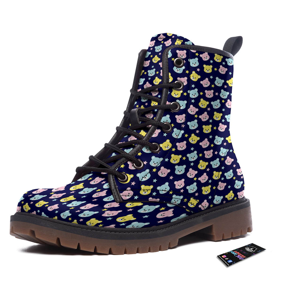 Teddy Bear Cartoon Print Pattern Work Boots-grizzshop