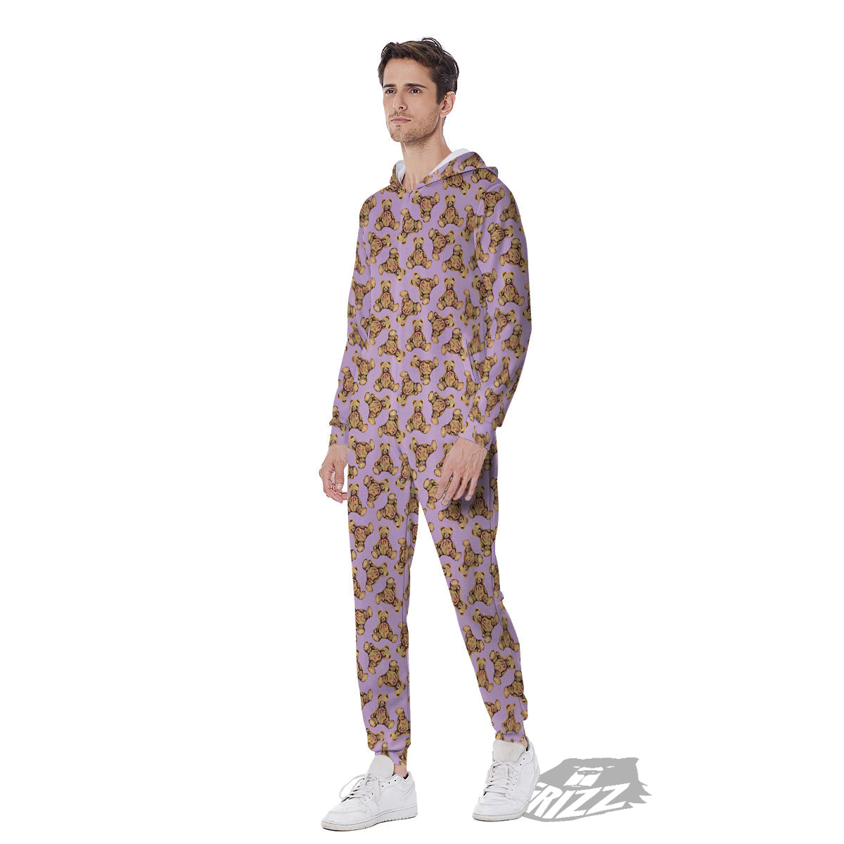 Teddy Bear Cute Print Pattern Men's Jumpsuit-grizzshop