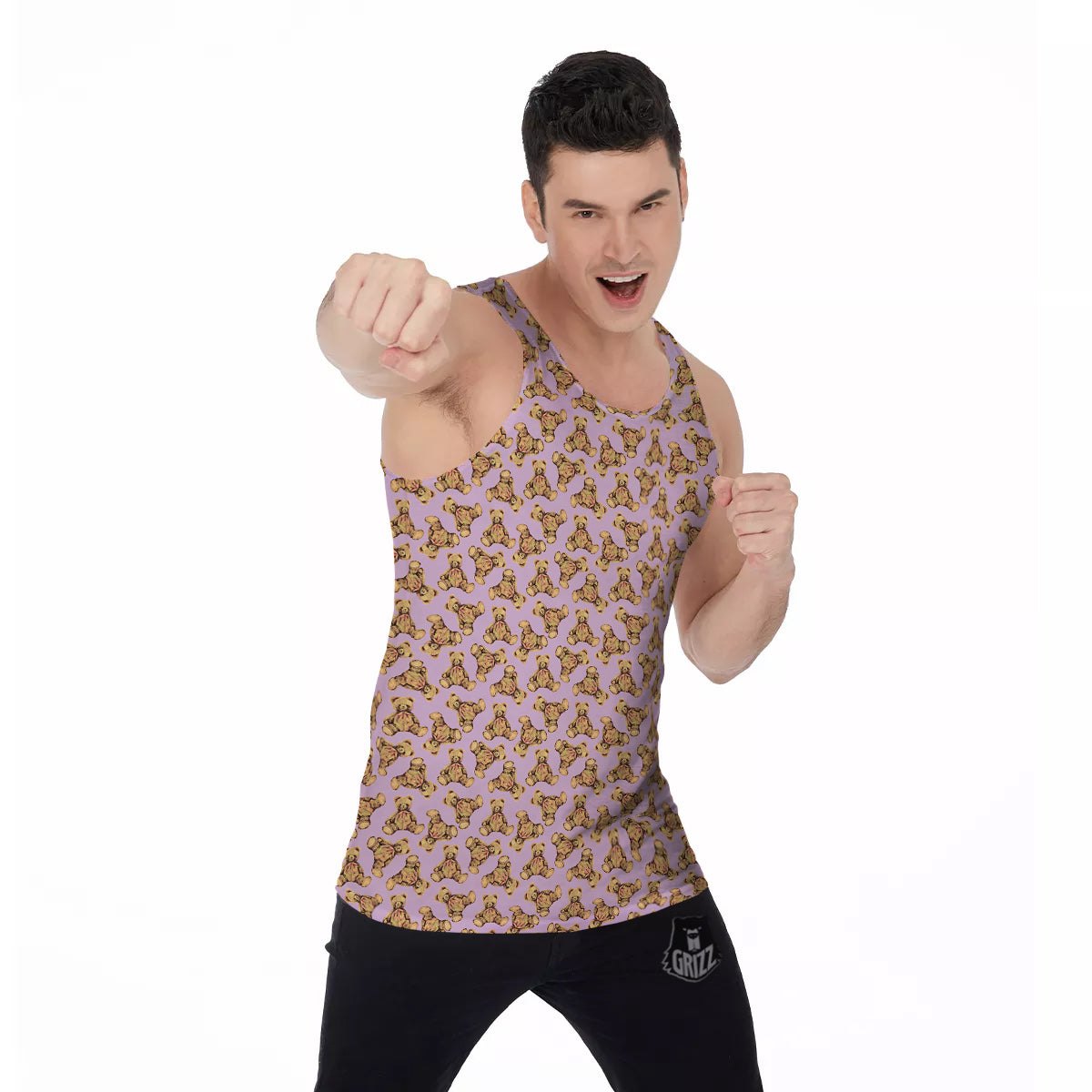 Teddy Bear Cute Print Pattern Men's Tank Top-grizzshop