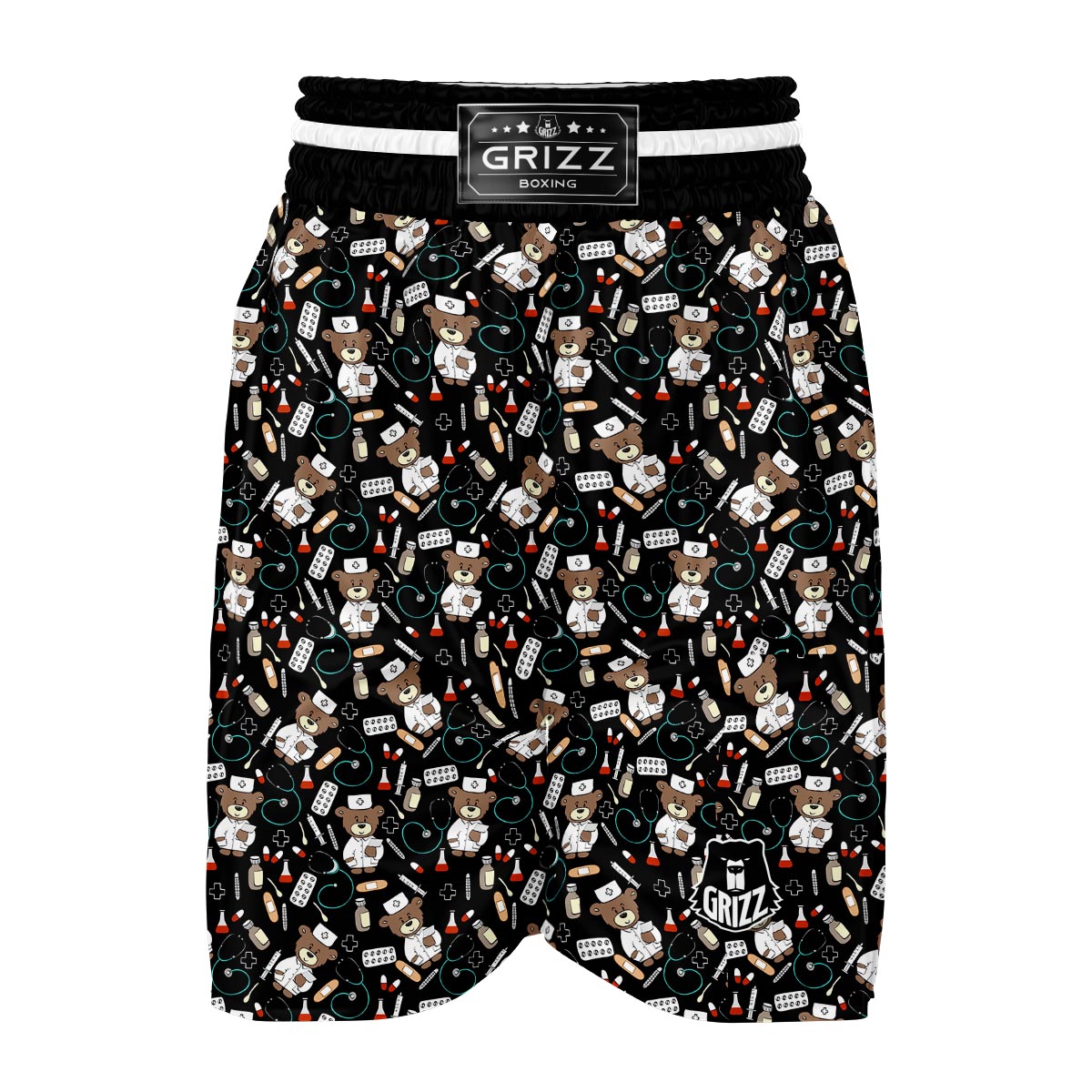Teddy Bear Nurse Boxing Shorts-grizzshop