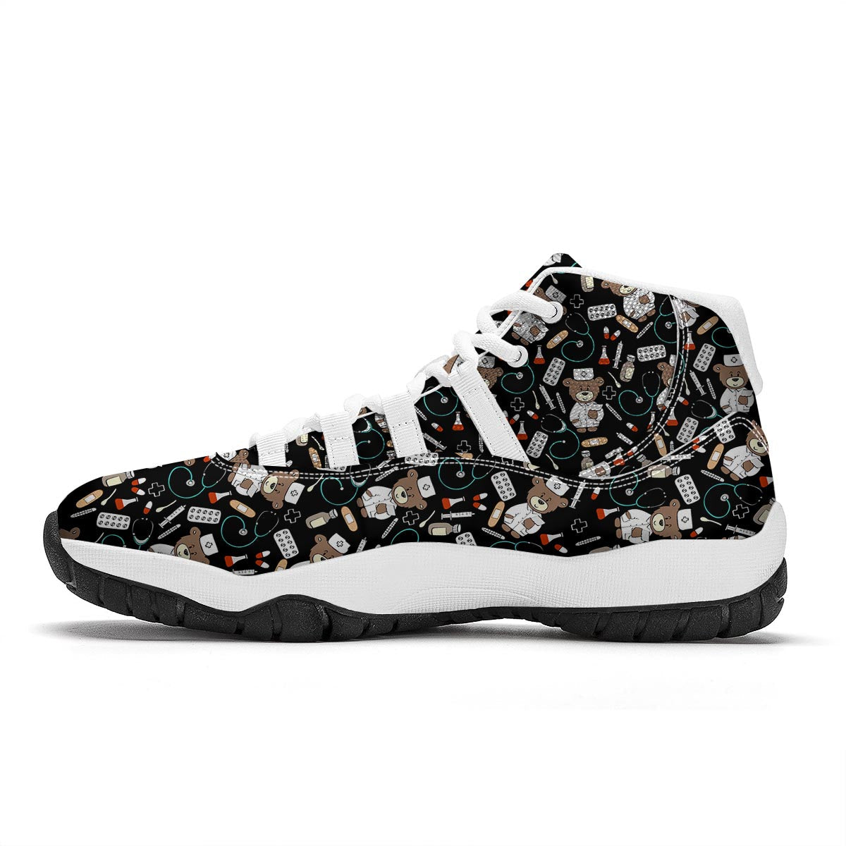 Teddy Bear Nurse White Bball Shoes-grizzshop