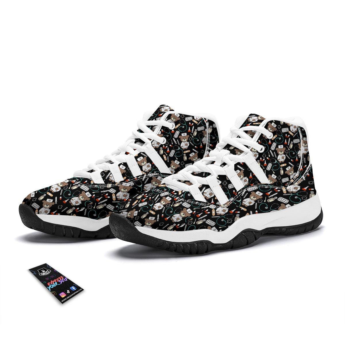 Teddy Bear Nurse White Bball Shoes-grizzshop