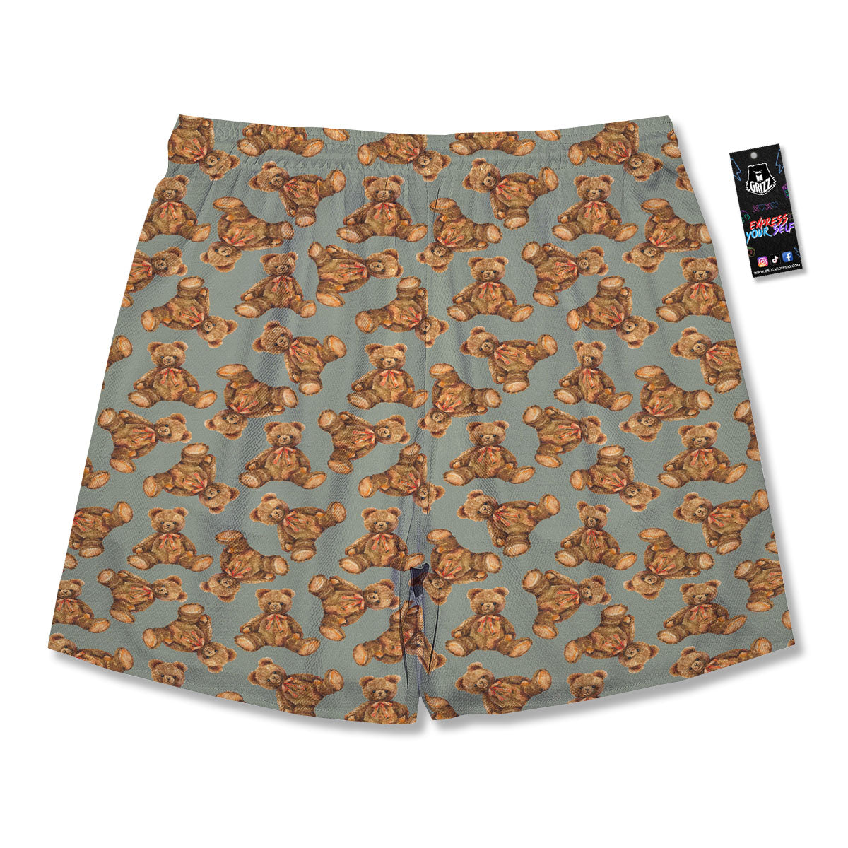 Teddy Bear Watercolor Print Pattern Men's Running Shorts-grizzshop