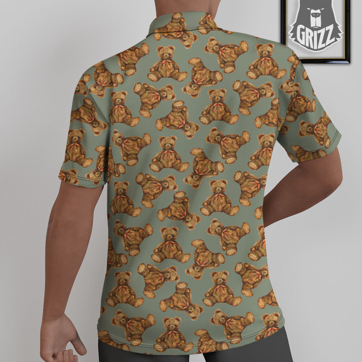 Teddy Bear Watercolor Print Pattern Untucked Shirts-grizzshop