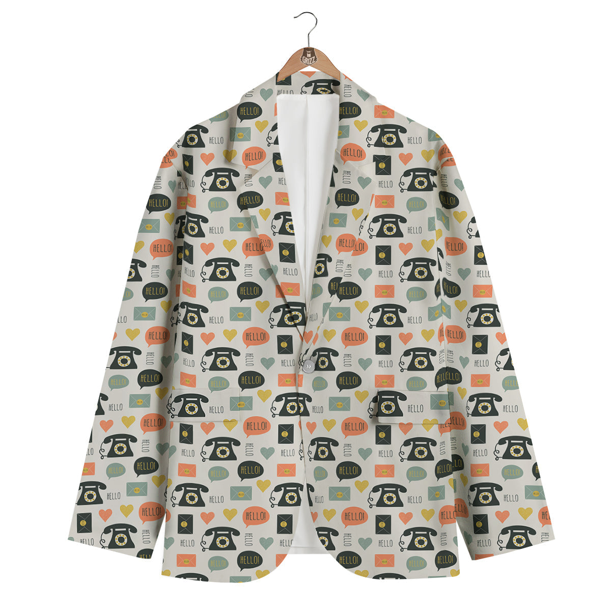 Telephone Hello Print Pattern Men's Blazer-grizzshop