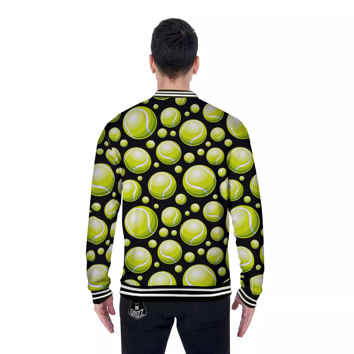 Tennis Balls Print Pattern Baseball Jacket-grizzshop