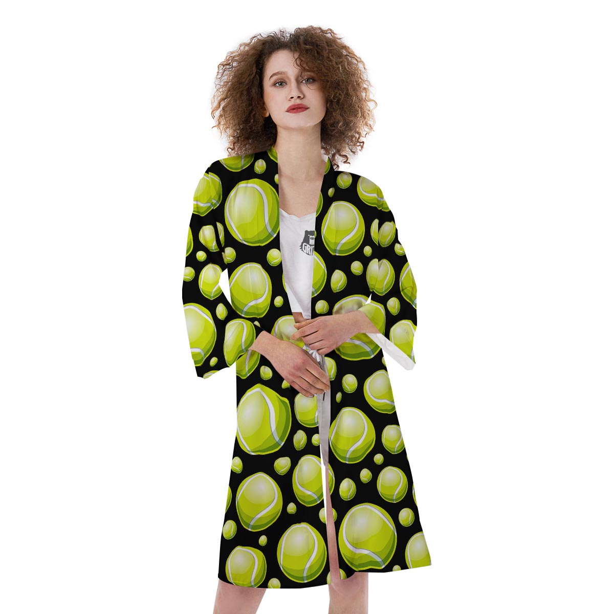 Tennis Balls Print Pattern Kimono-grizzshop