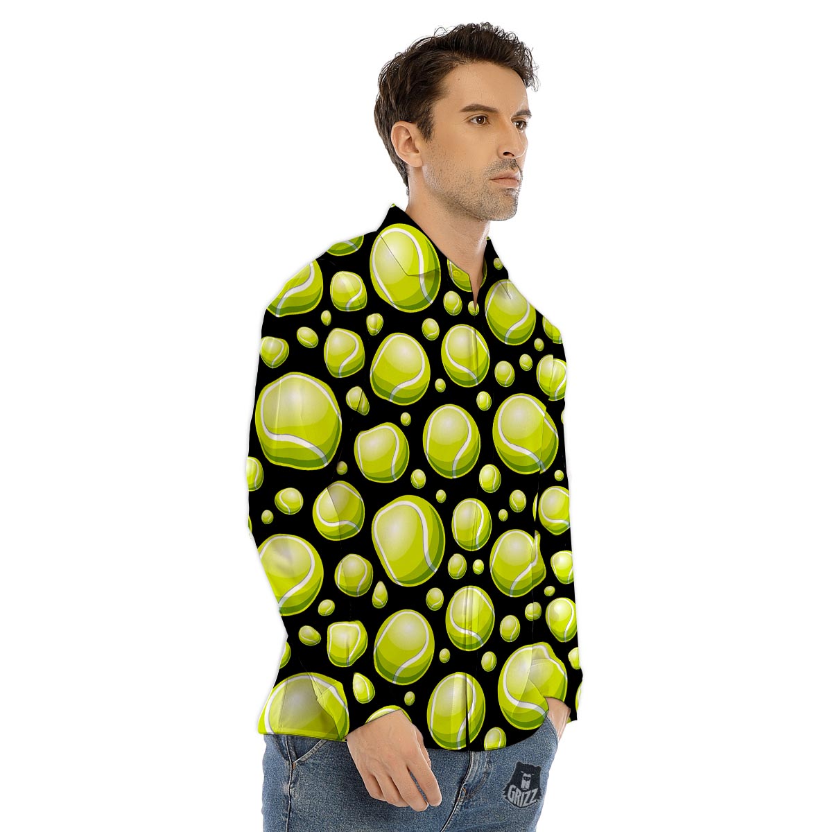 Tennis Balls Print Pattern Men's Dress Shirts-grizzshop