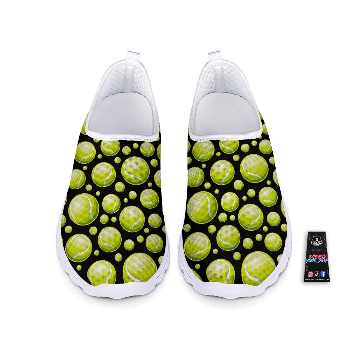 Tennis Balls Print Pattern Nurse Shoes-grizzshop