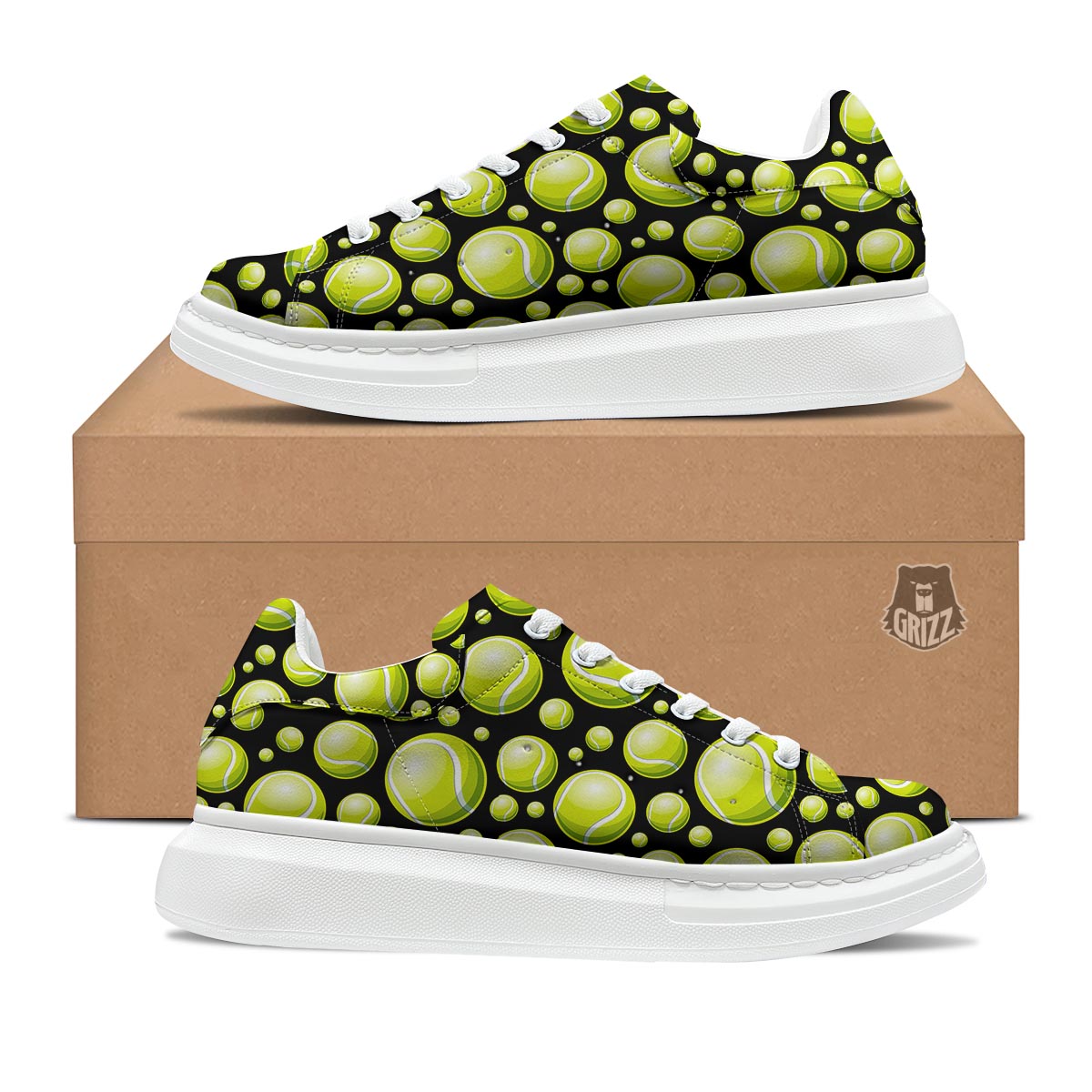 Tennis Balls Print Pattern Platform Shoes-grizzshop