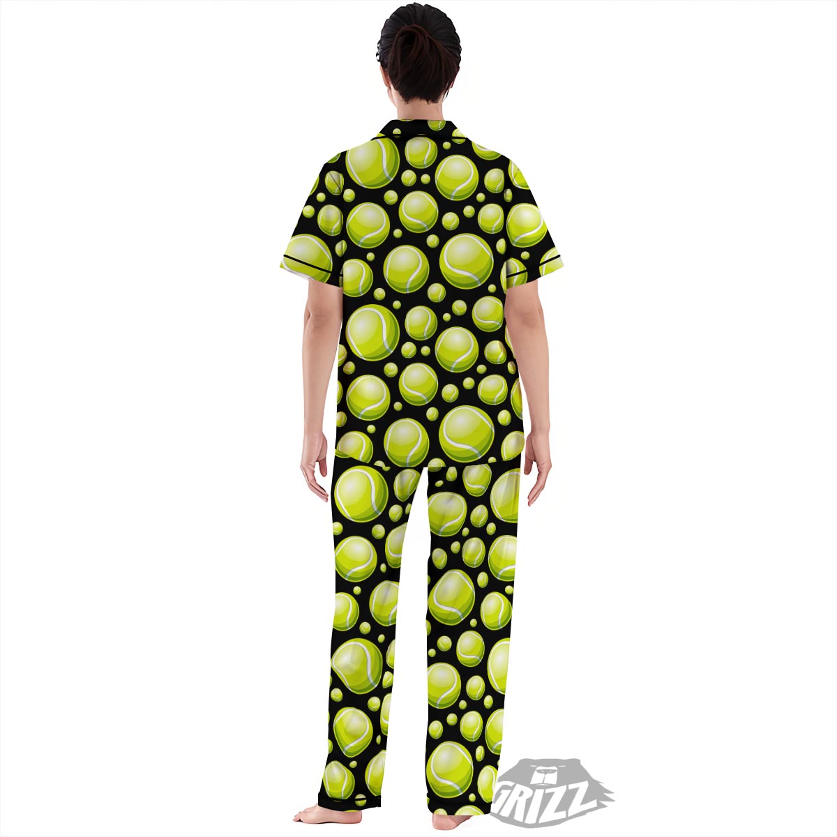 Tennis Balls Print Pattern Women's Pajamas Set-grizzshop