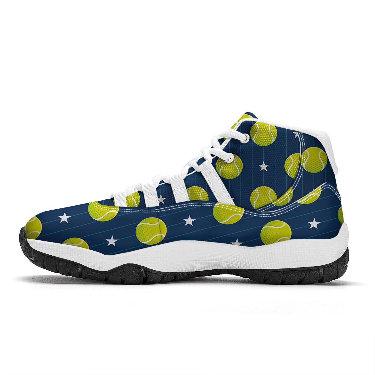 Tennis Pattern Print White Bball Shoes-grizzshop