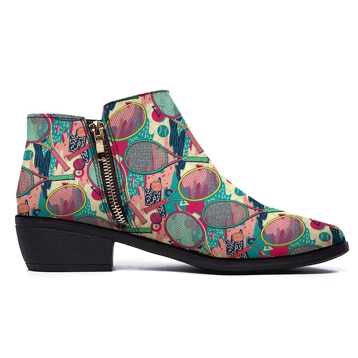 Tennis Retro Print Pattern Ankle Boots-grizzshop