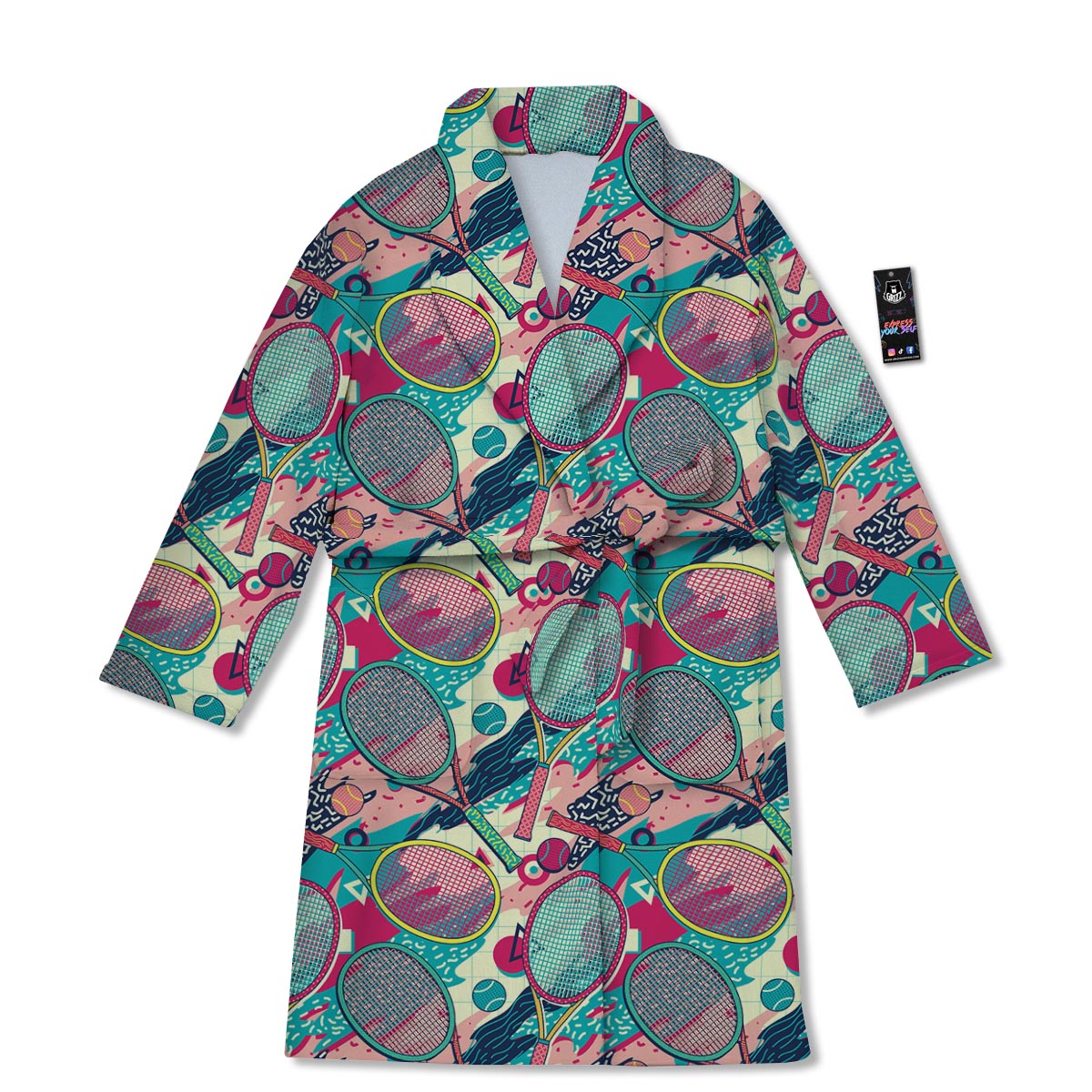 Tennis Retro Print Pattern Bathrobe-grizzshop