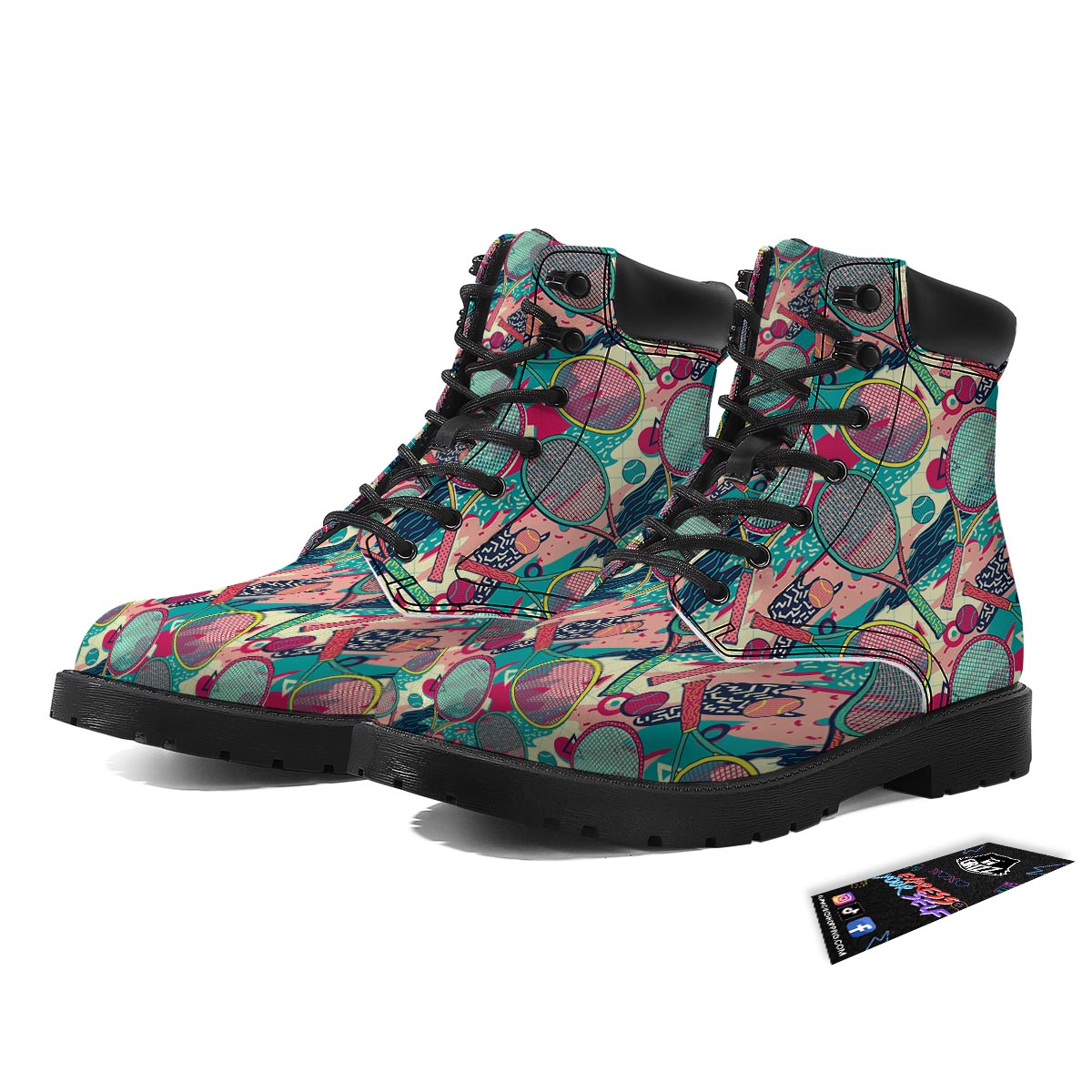 Tennis Retro Print Pattern Boots-grizzshop