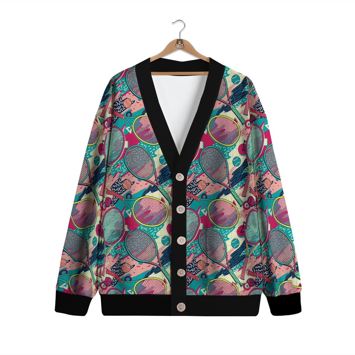 Tennis Retro Print Pattern Cardigan-grizzshop