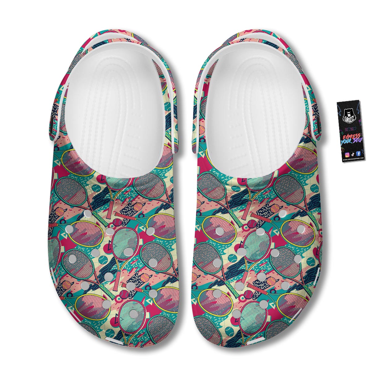 Tennis Retro Print Pattern Clog-grizzshop