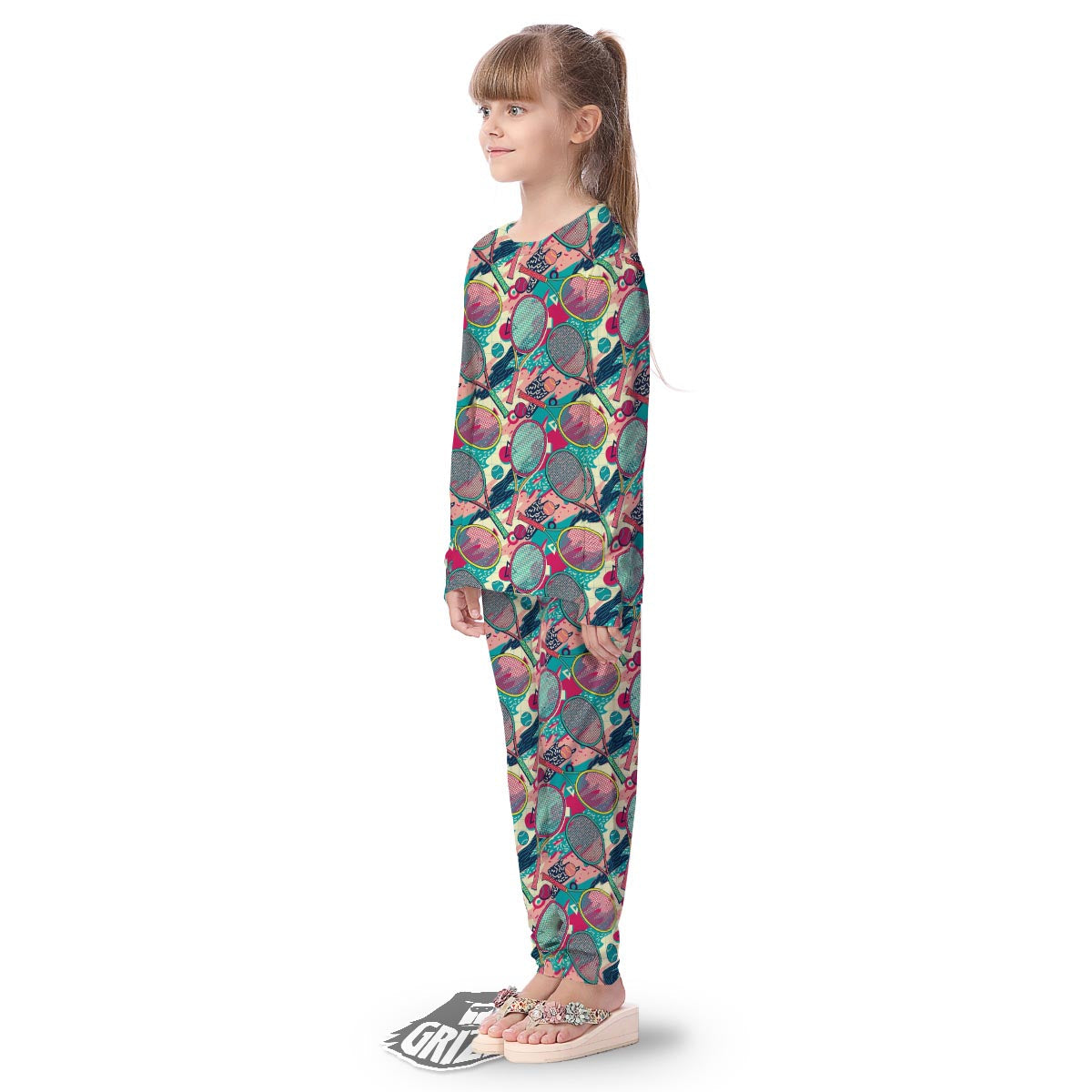 Tennis Retro Print Pattern Kid's Pajamas-grizzshop
