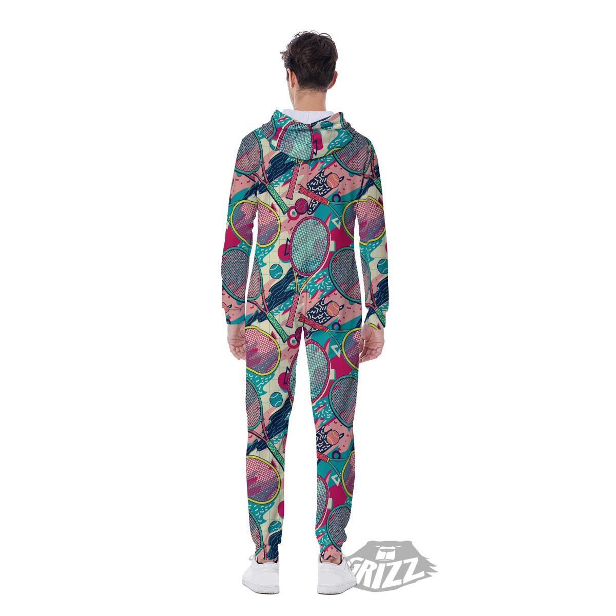 Tennis Retro Print Pattern Men's Jumpsuit-grizzshop