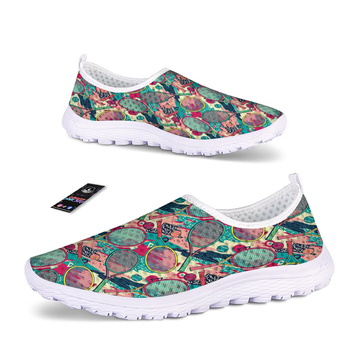 Tennis Retro Print Pattern Nurse Shoes-grizzshop