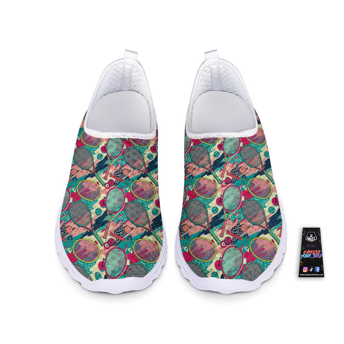 Tennis Retro Print Pattern Nurse Shoes-grizzshop